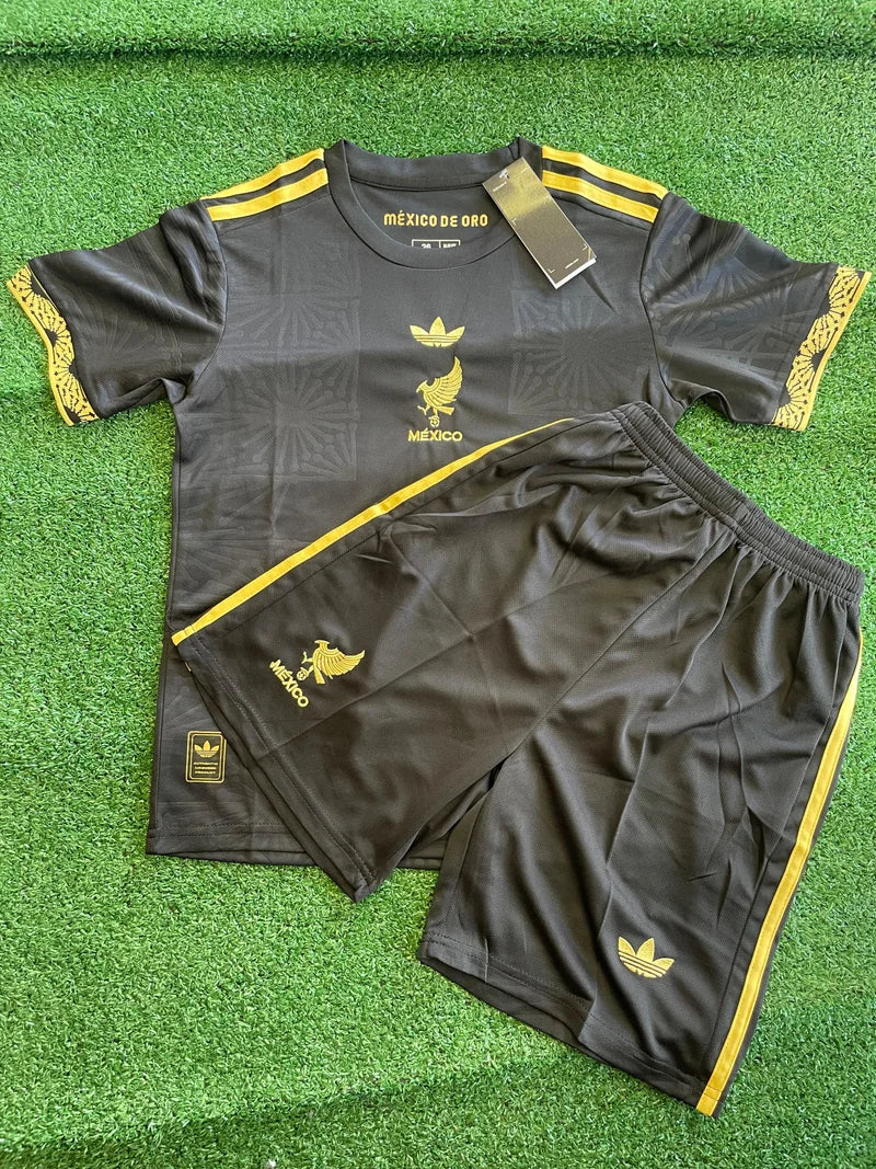 Conjunto Infantil Seleção México Preto e Dourado