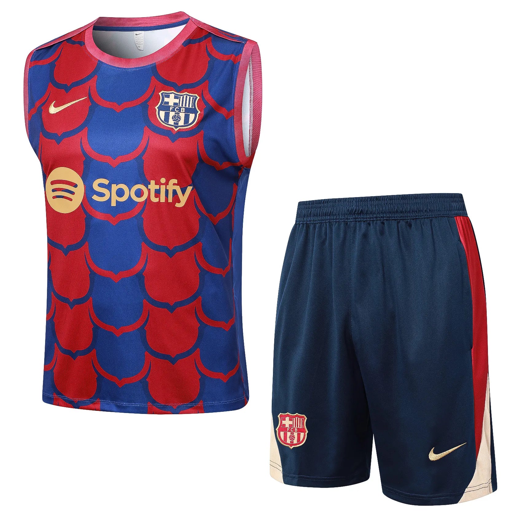 Conjunto Barcelona Treino Regata 25/26 - Azul e Vermelho