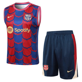 Conjunto Barcelona Treino Regata 25/26 - Azul e Vermelho